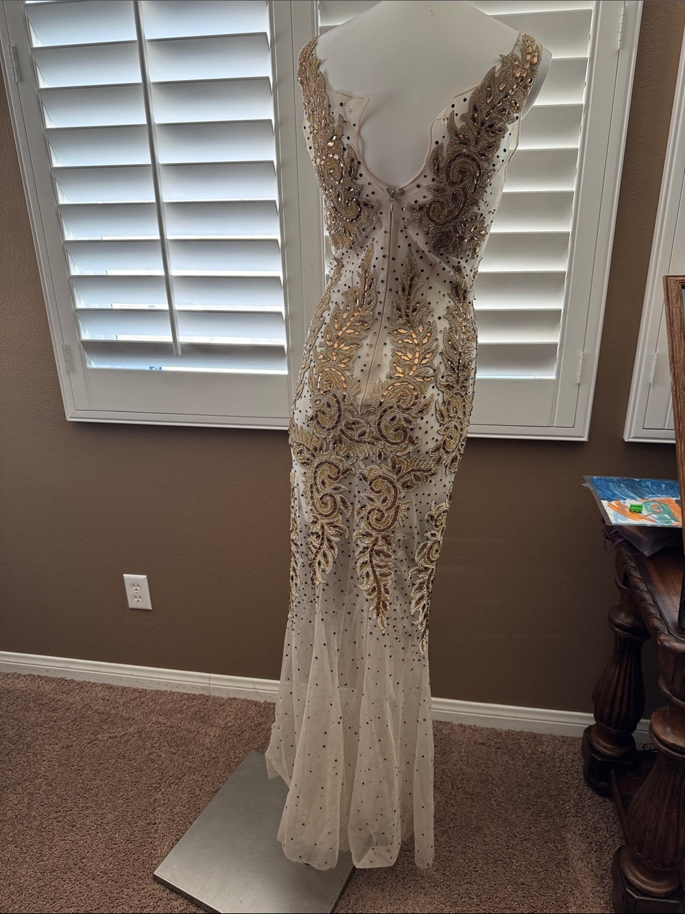 Size 6 Azzure high end couture gown. Missing button pageant glitz glamour - Picture 2 of 16